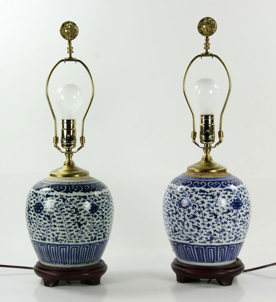 Pr. 19th C. Chinese Ginger Jar Lamps (1 of 9)