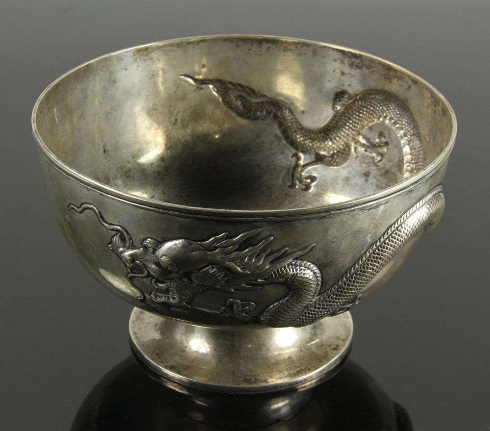 Chinese 1936 Export Silver Dragon Bowl (1 of 7)