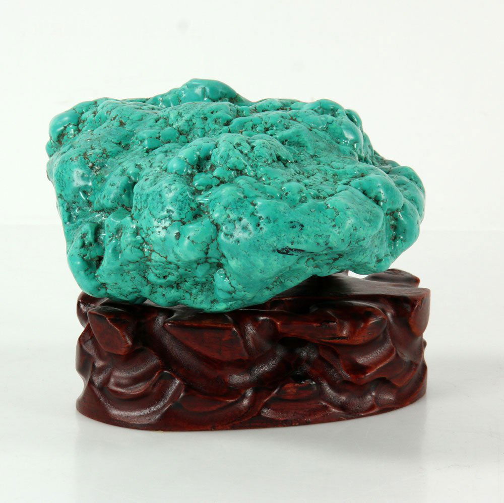 Chinese Scholars' Turquoise Rock on Stand (1 of 6)