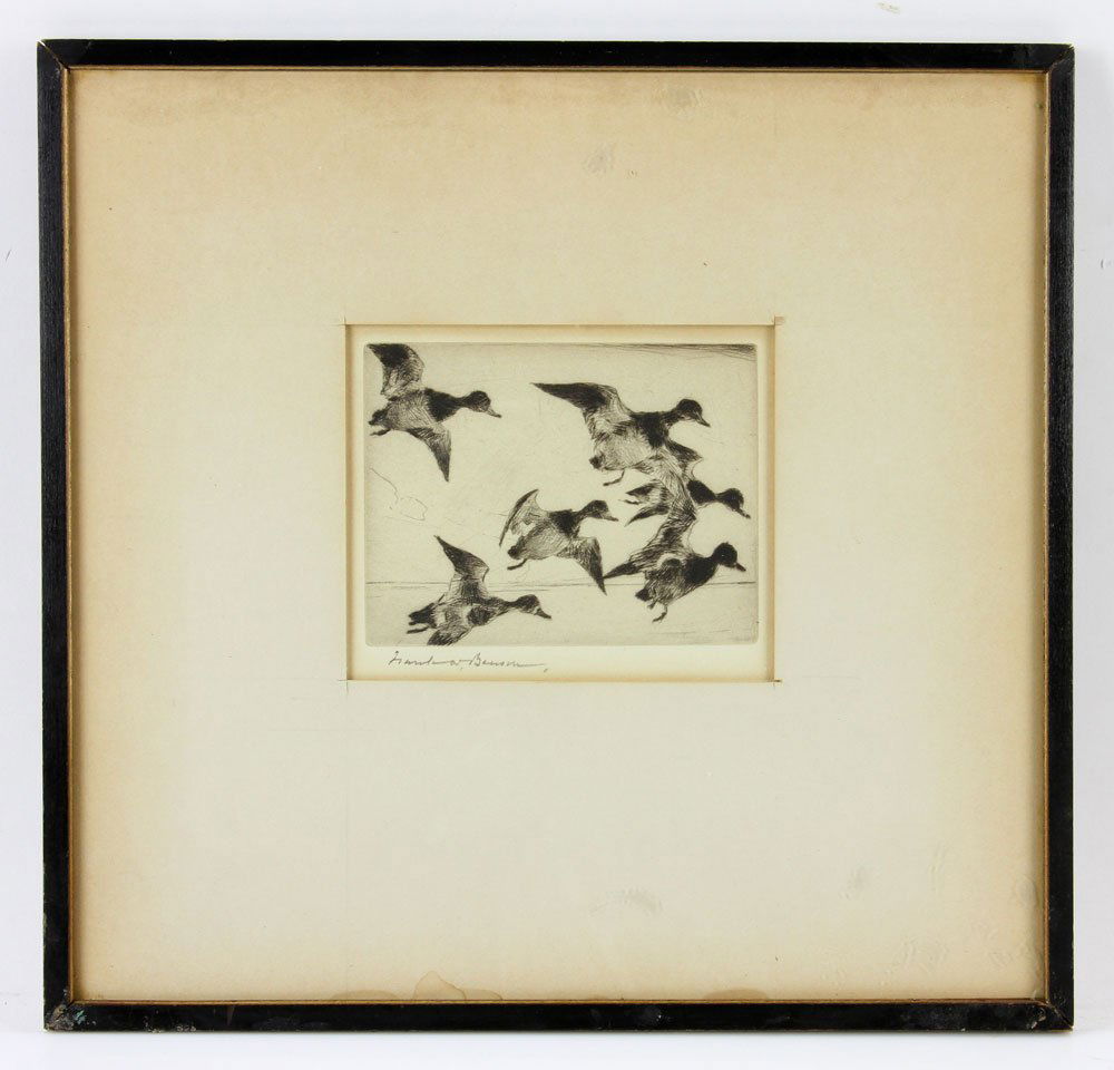 Benson, Six Bluebills, Drypoint Etching (1 of 6)