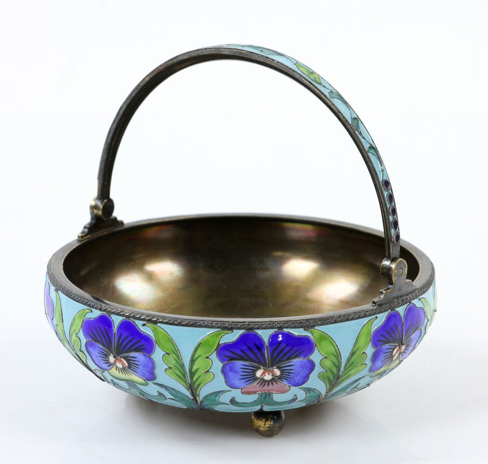 Russian Enameled Silver Basket (1 of 8)