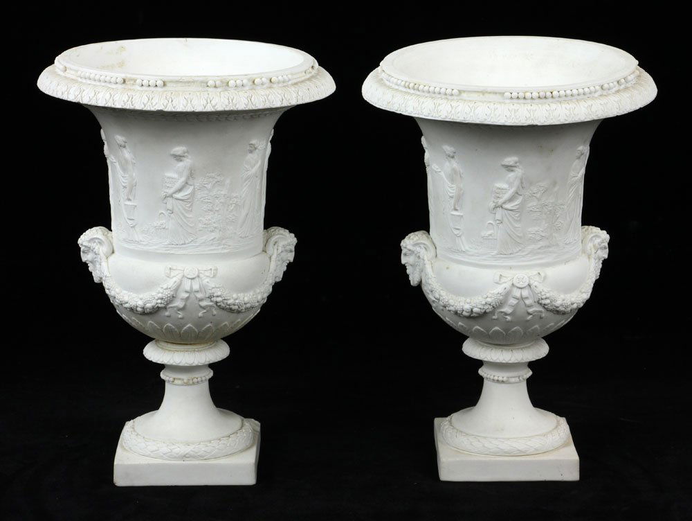 Pr. 19th C. Parian Ware Wedgwood Urns (1 of 10)