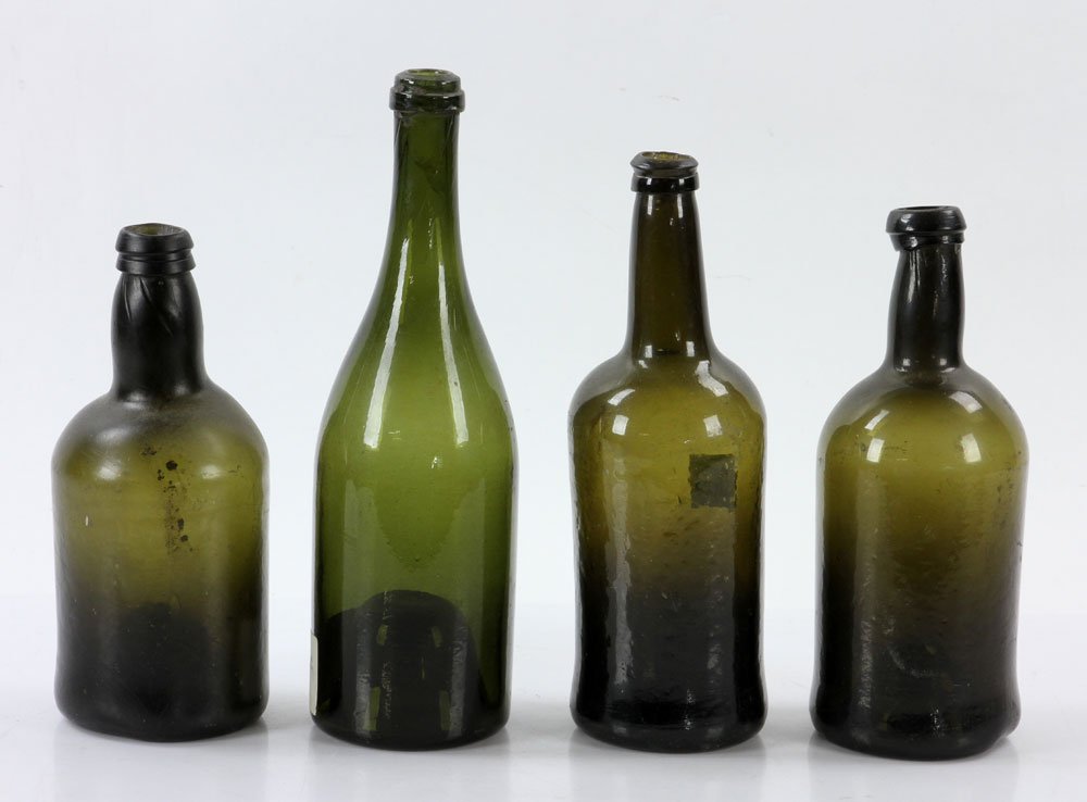 4 Antique Green Glass Bottles (1 of 10)