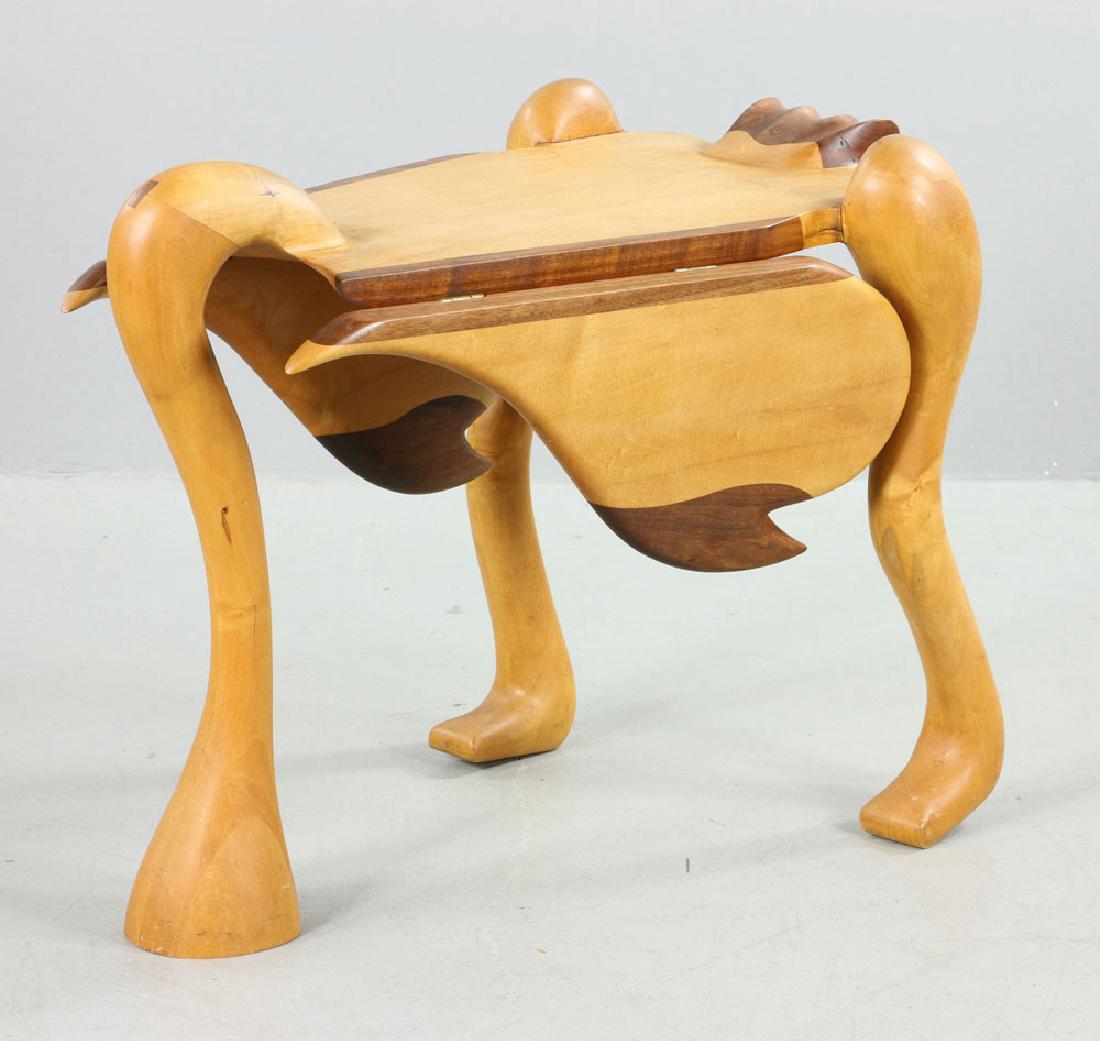 Free Form Drop Leaf Table: Free form drop leaf table, exotic wood, in the manner of Wendel Castle, 25 1/2" h x 33" w x 20" d. Provenance: From the estate of a prominent Massachusetts surgeon.