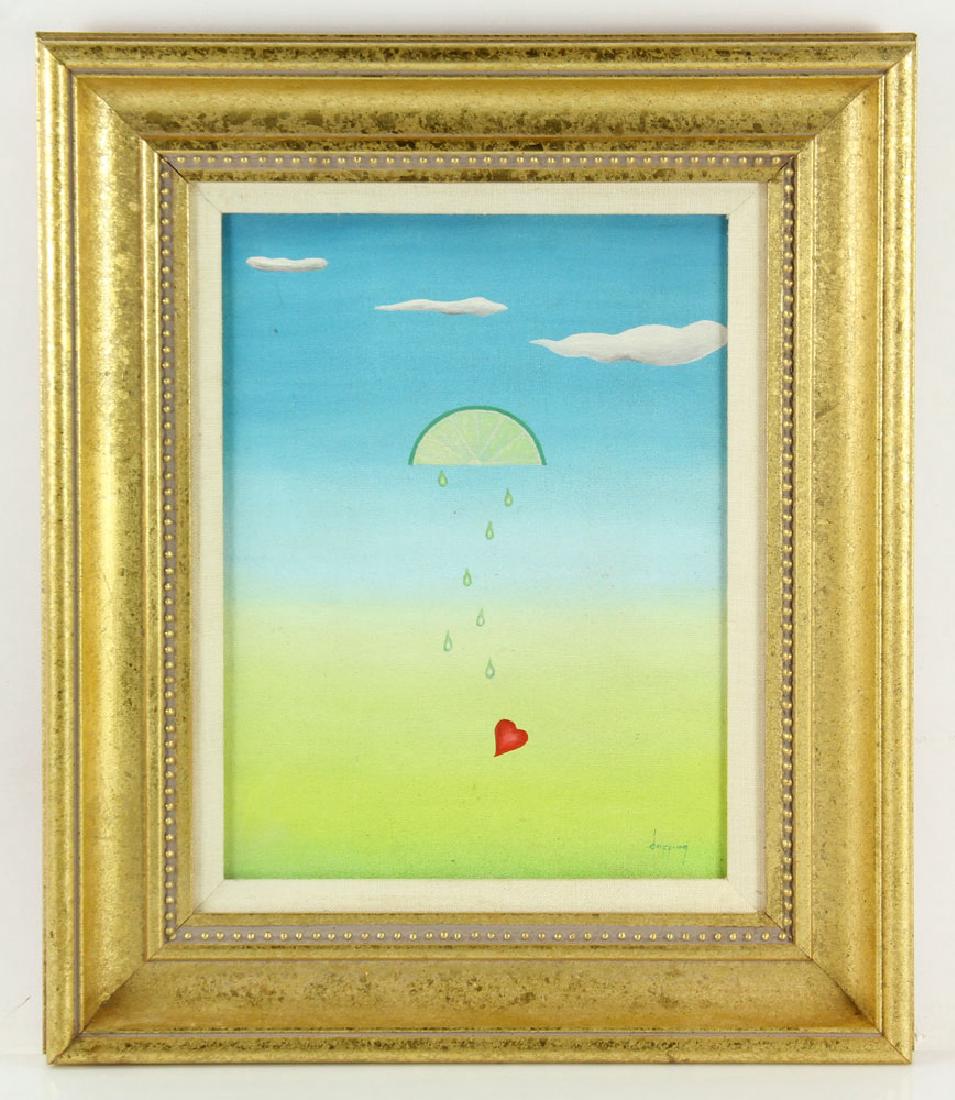 Duffing, "Bleeding Heart," Oil on Canvas: Duffing, "Bleeding Heart," oil on canvas, signed by the artist, 12" high x 9 1/2" wide (view), 17 1/4" high x 14 1/2" wide (frame). Provenance: from the lifetime collection of the family of John Downs