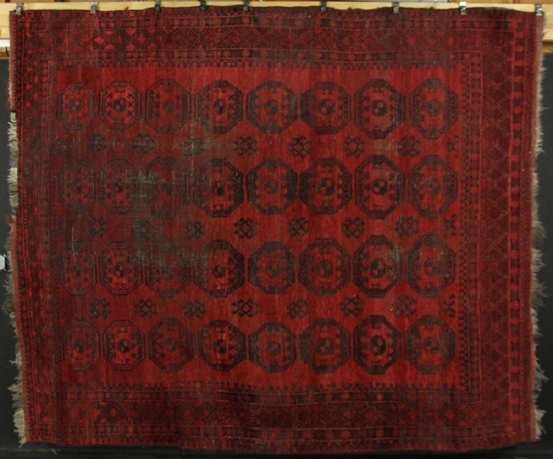Antique Bokhara Rug: Antique Bokhara rug, 9' 6" x 8'. Provenance: from the lifetime collection of Cheryl Burke of Sarasota, Florida.