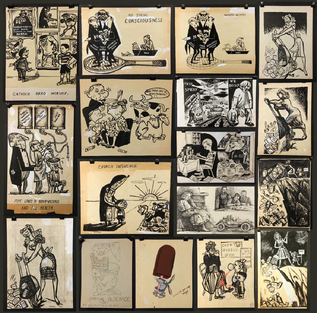 Boileau, 16 Illustrations of People: Leo Boileau (American 1902-1994), lot of sixteen illustrations of people, 14 1/4" h x 22 1/2" w (largest). Provenance: From a California estate.