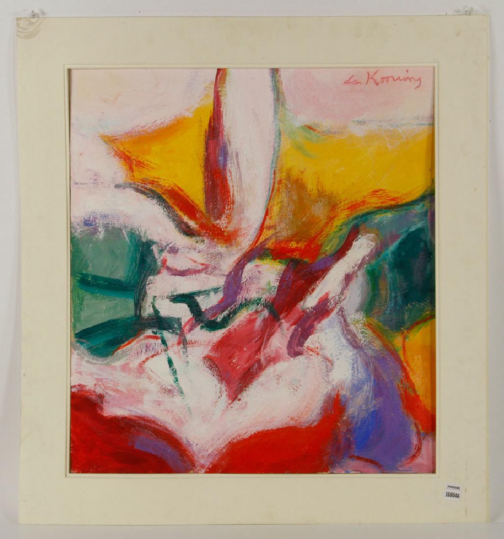 Attr. de Kooning, Abstract, Acrylic on Board: Attributed to Willem de Kooning (American/Dutch, 1904–1997), abstract, acrylic on canvas board, unframed, signed "de Kooning" upper right, 24" h x 21 1/2" w. Provenance: from a Beverly, Massachusett