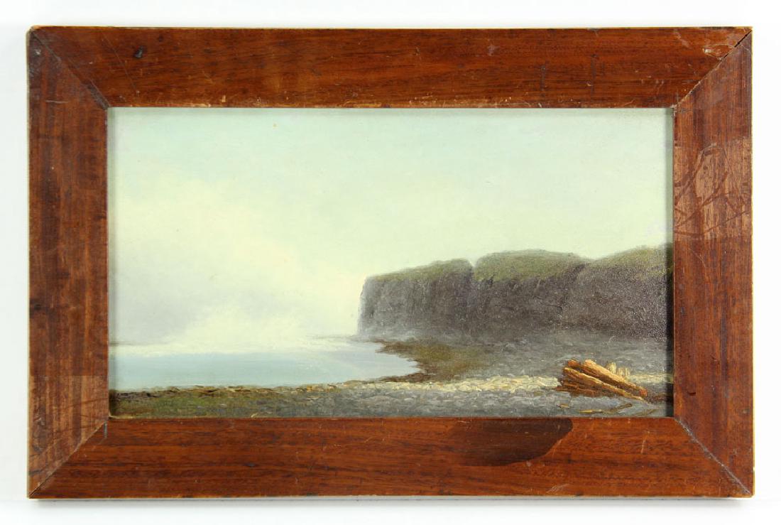 Brown, Maine Coast, Oil on Board: Harrison Bird Brown (American, 1831-1915), Maine coast, oil on board, 6" h x 10 1/2" w (view), 9" h x 13 1/2" w (frame). Provenance: From a Massachusetts collection.