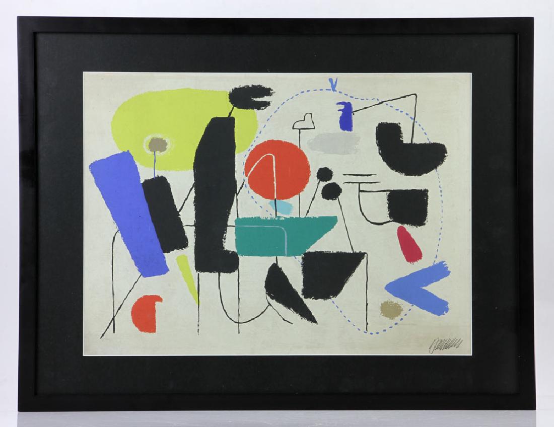 Baumeister, "Alegro," Serigraph: Willi Baumeister, "Alegro," serigraph, J. W. Zanders-Velin label verso, pencil signed lower right, 14" h x 19" w. Provenance: From a Massachusetts estate.