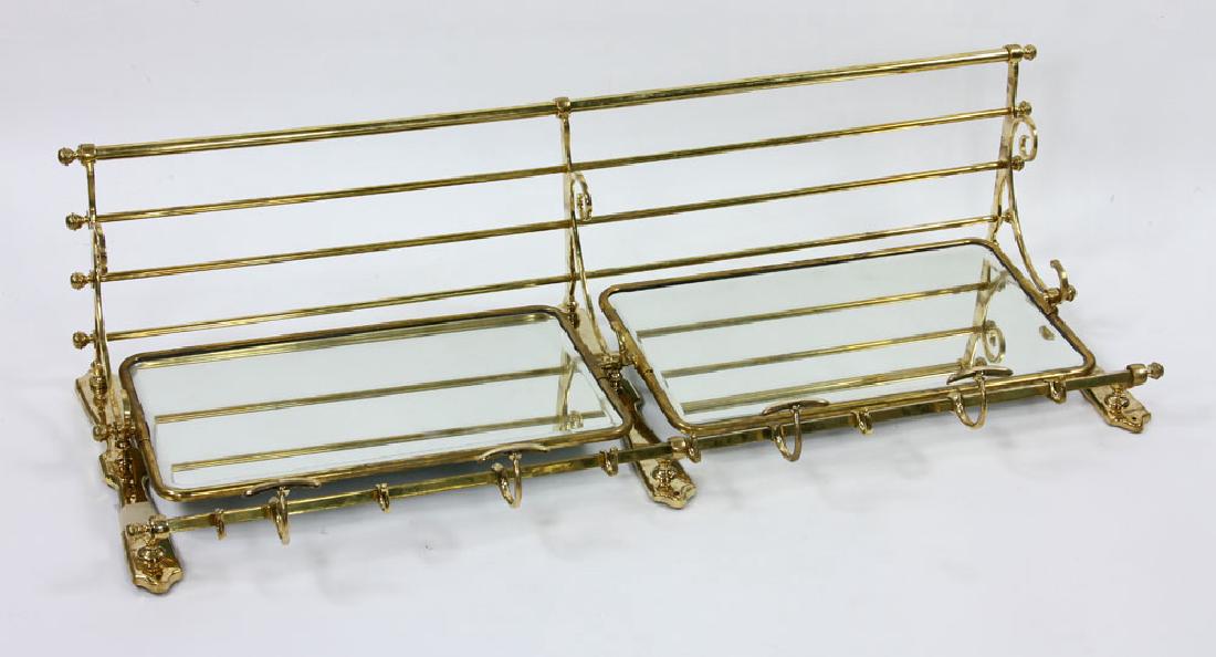 French Railway Luggage Rack: French railway luggage rack, mirrored metal, circa 1960s, 11 1/2" h x 44 1/2" w x 19" d. Replacement unit used in refurbishing rail cars. Provenance: from a New Hampshire estate.