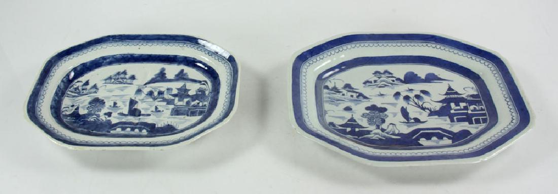 Two Chinese Canton Blue and White Platters (1 of 8)
