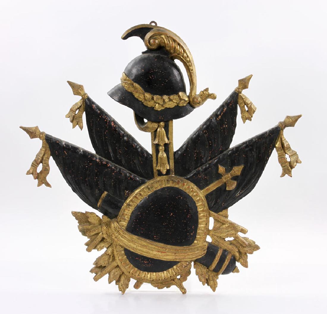 Italian Carved Gilt Wood and Painted Wall Plaque (1 of 6)