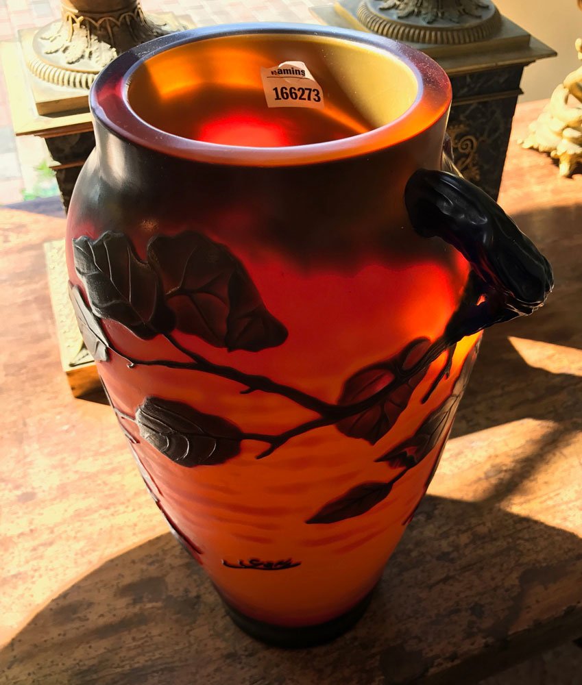 Cameo Glass Vase, Branch and Bird Design (1 of 6)