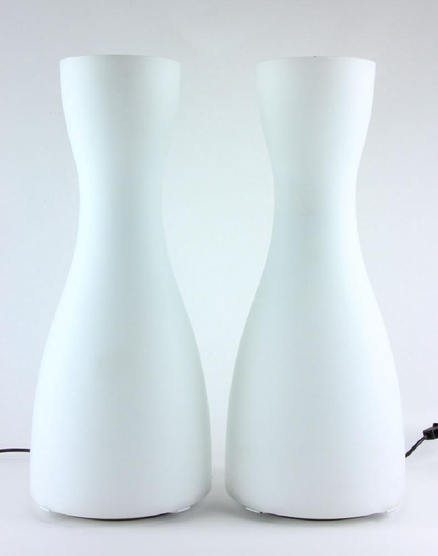 Pr. Italian White Glass Lamps (1 of 7)