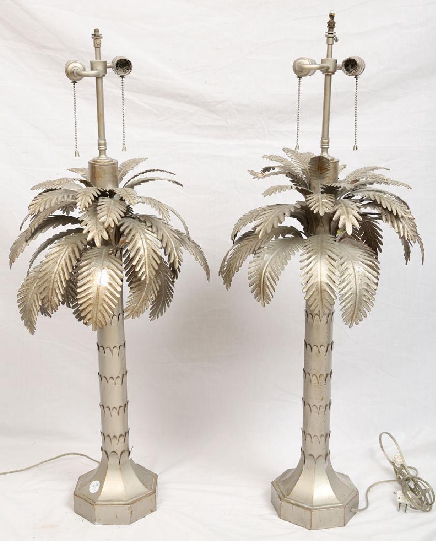 Pair of Palm Tree Tin Lamps (1 of 5)