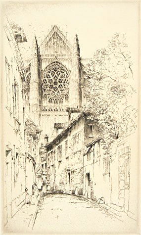 John Taylor ARMS - The Rose, Beauvais: John Taylor ARMS (American, 1887-1953) The Rose, Beauvais. Etching. 1925. Signed in pencil. Edition 156. 12-1/8 x 7-1/4 inches.