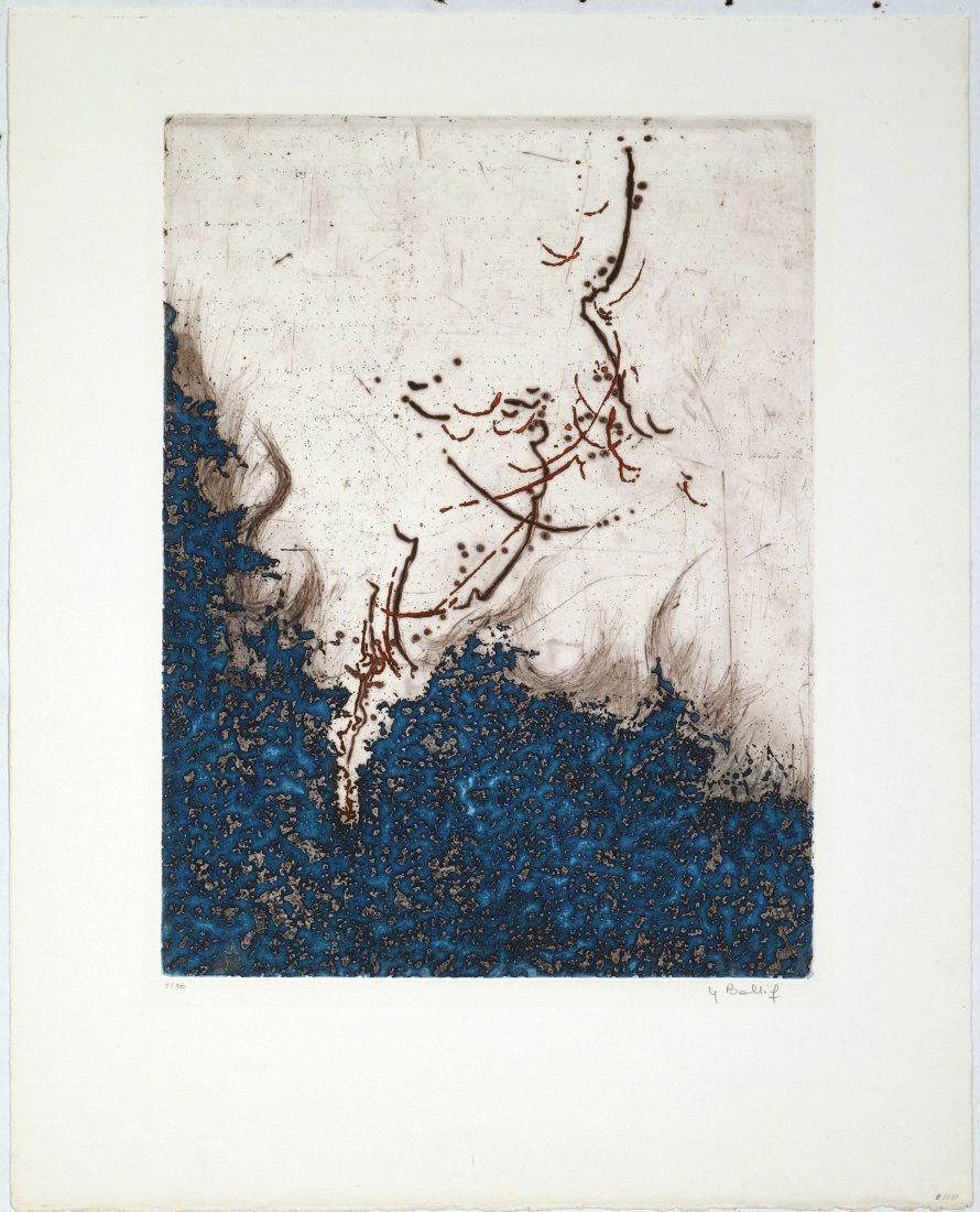 Yannick BALLIF - La Chute d'Icane: Yannick BALLIF (French, b. 1927) La Chute d'Icane. Mixed intaglio. Signed in pencil. Edition 5/50. 17-3/4 x 13-3/8 inches.