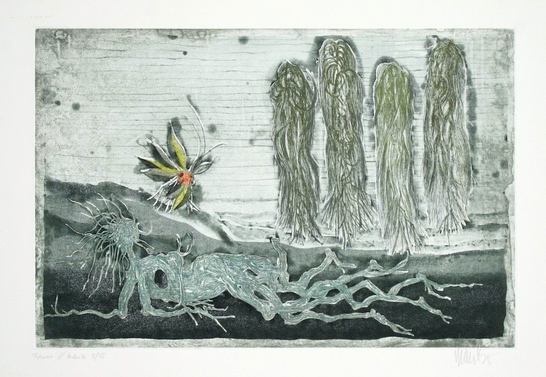 Lars BO - Untitled: Lars BO (Danish, 1924-1999) Untitled. Color etching and aquatint. Signed in pencil. Edition AP 8/15. 11-5/8 x 17-1/4 inches.
