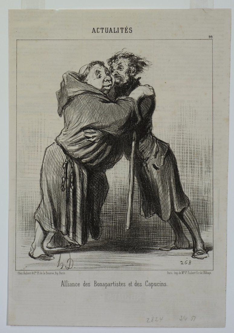 Honoré Victorin DAUMIER - From Actualities for LE: Honoré Victorin DAUMIER (French, 1808-1879) From Actualities for LE CHARIVARI. Lithograph. Ca 1850. text verso initialed in stone. 11 x 8-1/2 inches.