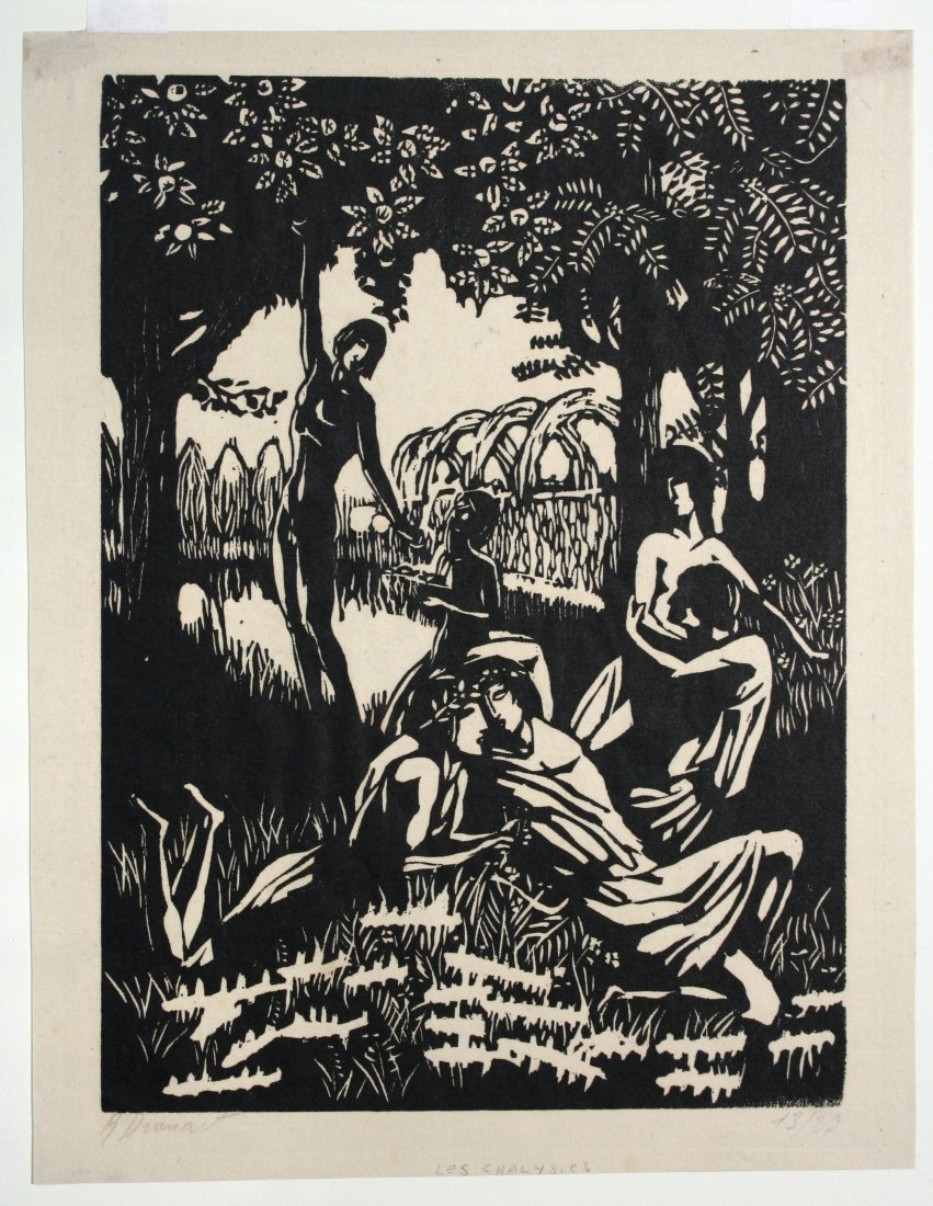 Raphael DROUART - Les Chalysies: Raphael DROUART (French, 1884-1972) Les Chalysies. Woodcut. Ca. 1920s. Signed in pencil. Edition 13/25. 10-1/4 x 7-1/4 inches.