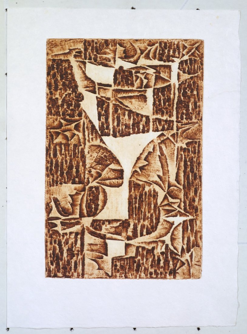 Marcel FIORINI - Untitled: Marcel FIORINI (Algerian / French, 1922-2008) Untitled. Color etching. 11 x 7-1/4 inches.