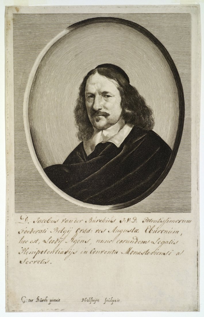 Pieter HOLSTEYN the Younger - Portrait of Dr. Jacob Van: Pieter HOLSTEYN the Younger (Dutch, ca. 1614-1687) Portrait of Dr. Jacob Van der Burchius. Engraving. 1670. Edition unstated. 8-1/2 x 5-3/8 inches.