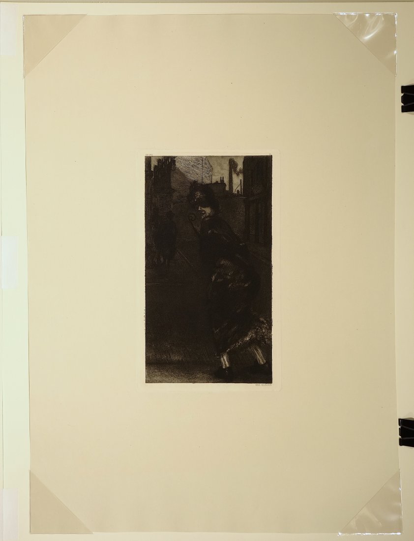 Max KLINGER - Auf der Strasse, Opus VIII, EIN LEBEN (A: Max KLINGER (German, 1857-1920) Auf der Strasse, Opus VIII, EIN LEBEN (A LIFE). Etching, engraving and aquatint. 1880-4; this impression printed 1920. 11-1/2 x 7 inches.
