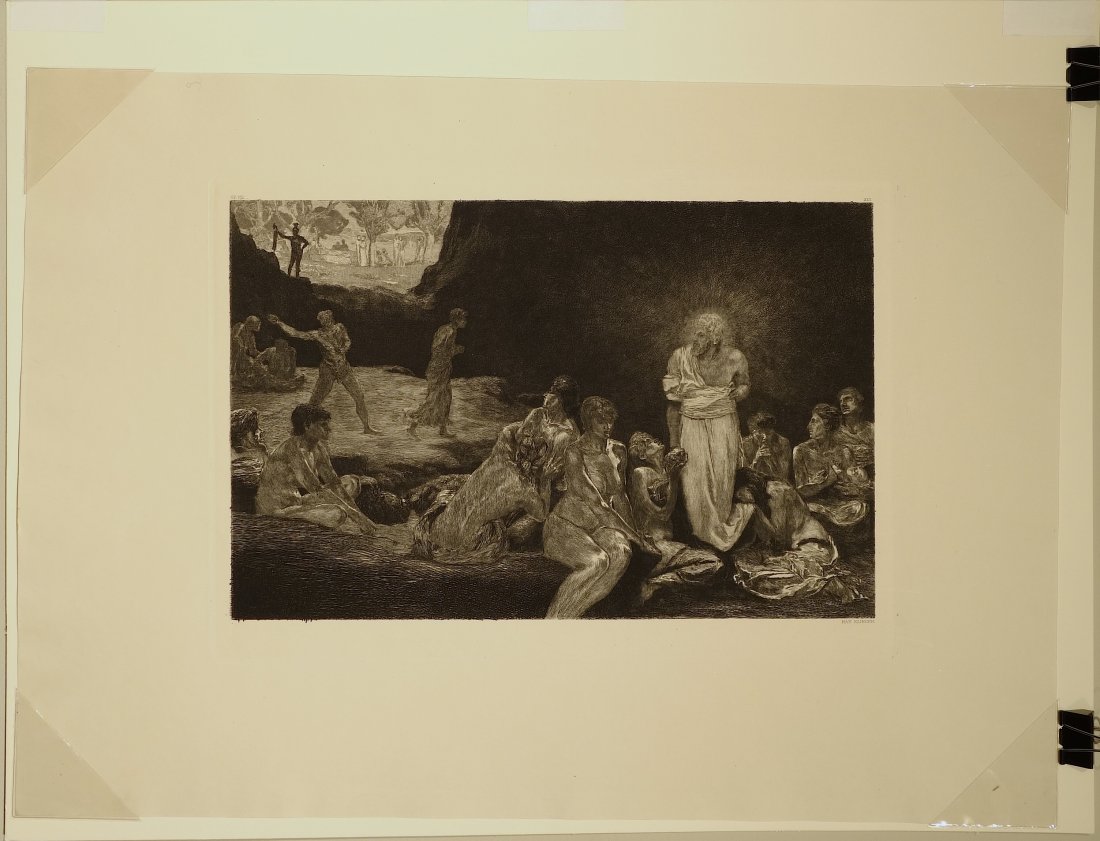 Max KLINGER - Christus und die Sünderinnen: Max KLINGER (German, 1857-1920) Christus und die Sünderinnen. Etching and aquatint. 1880-4; this impression printed 1920. 11-5/8 x 16-1/16 inches.