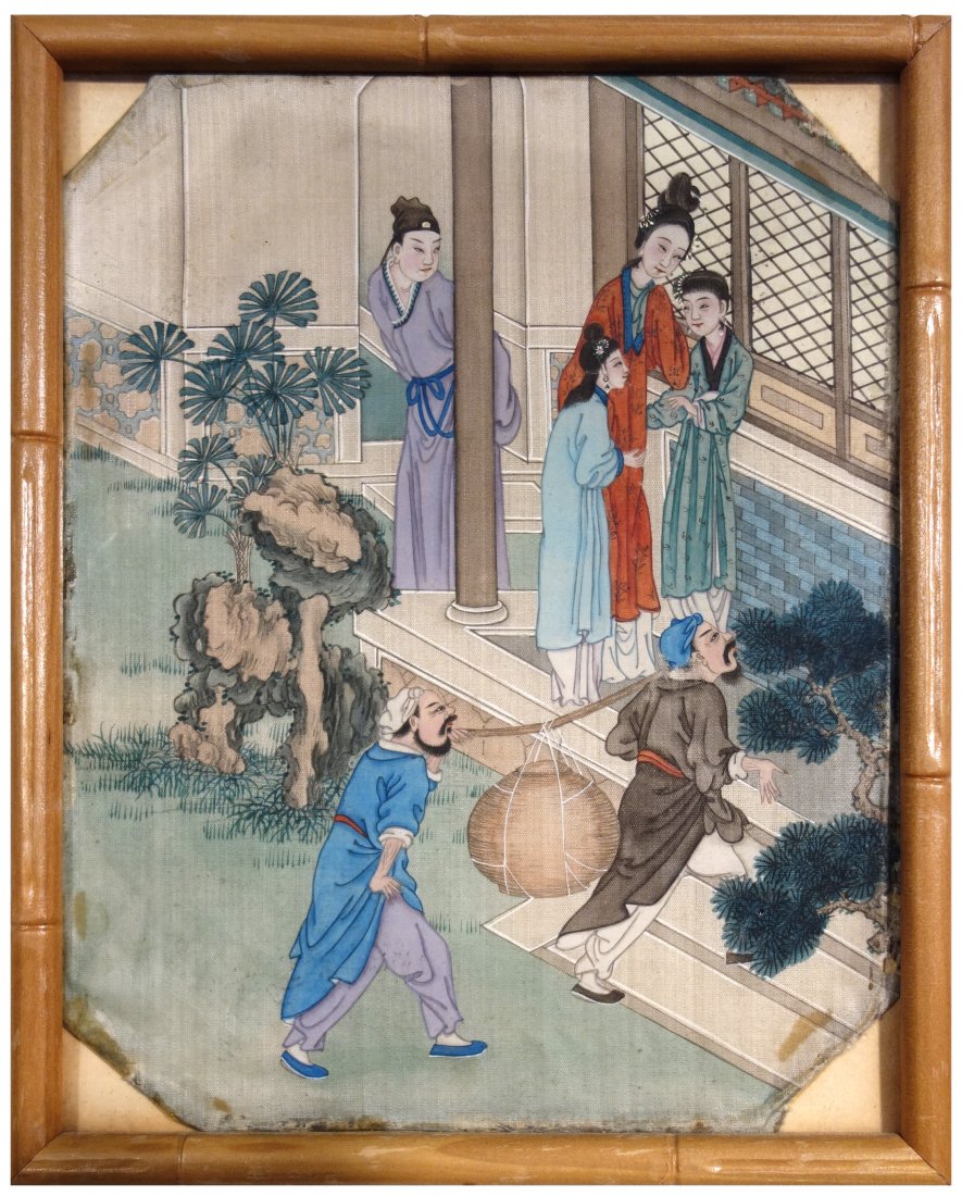 UNIDENTIFIED - Chinese paintings on silk: UNIDENTIFIED (Chinese, 19th century). 4 paintings on silk, original panels intended as a screen. 19th century. 10 x 7-3/4 inches.