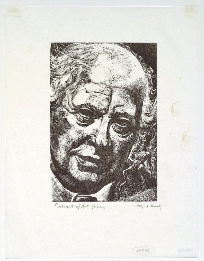 Lynd WARD - Portrait of Art Young: Lynd WARD (American, 1905-1988) Portrait of Art Young. Wood engravings on thin tissue. Signed in pencill. Edition unstated. 6 x 4 inches.