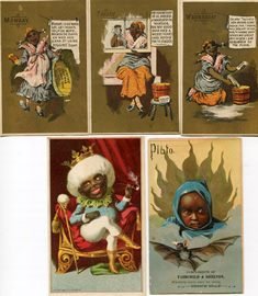 LOT 25 BLACK VICTORIAN TRADE CARDS VERY RARE: 25 BLACK VICTORIAN CARDS WITH ADS ON VERSO