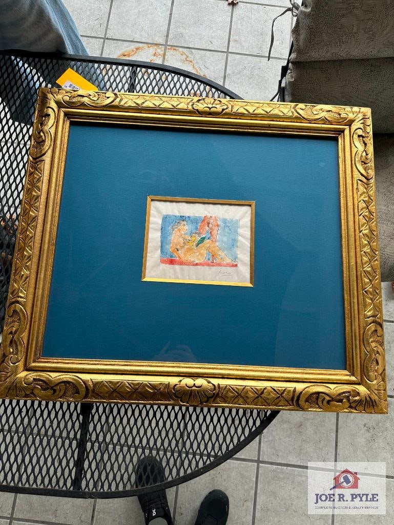 Pablo Picasso watercolor over pencil sketch 1970 (1 of 6)