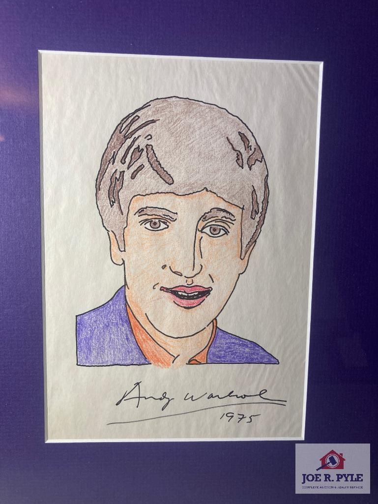 Drawing by Andy Warhol 1975: Signed; 8 x 6; Framed to 14 x 12 ** Offered with reserve. **