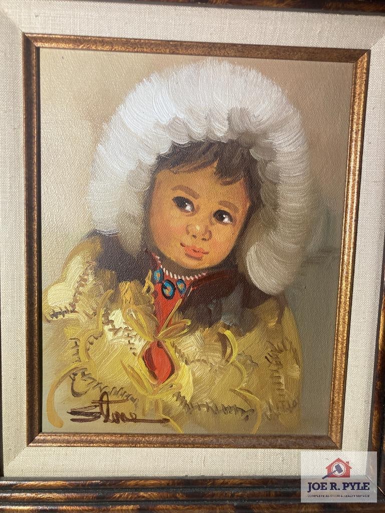 Native American painting signed Stone: Signed; oil on canvas; 12 x 8; Framed to 15 x 18