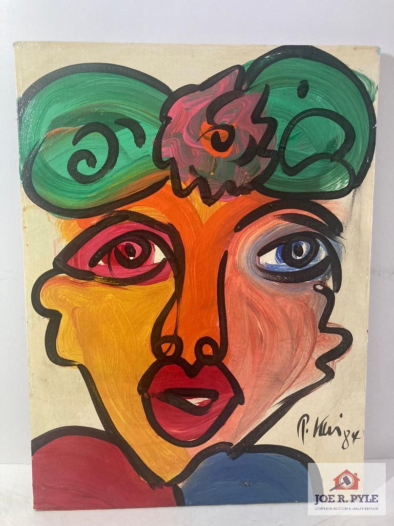 Peter Keil '84: Signed; abstract oil on board; Approx. 18 x 24