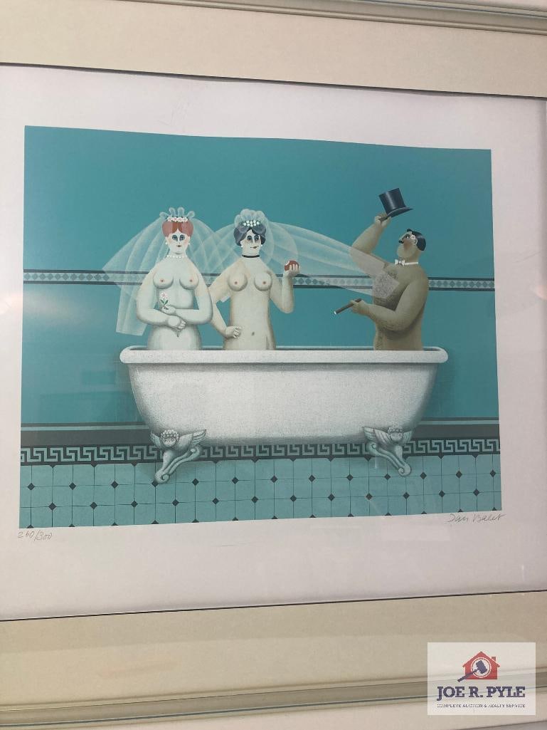 Jan Balet 'Two Nude Brides, Nude Groom': Signed; LE 260/300; 19 x 17; Framed to 34 x 31