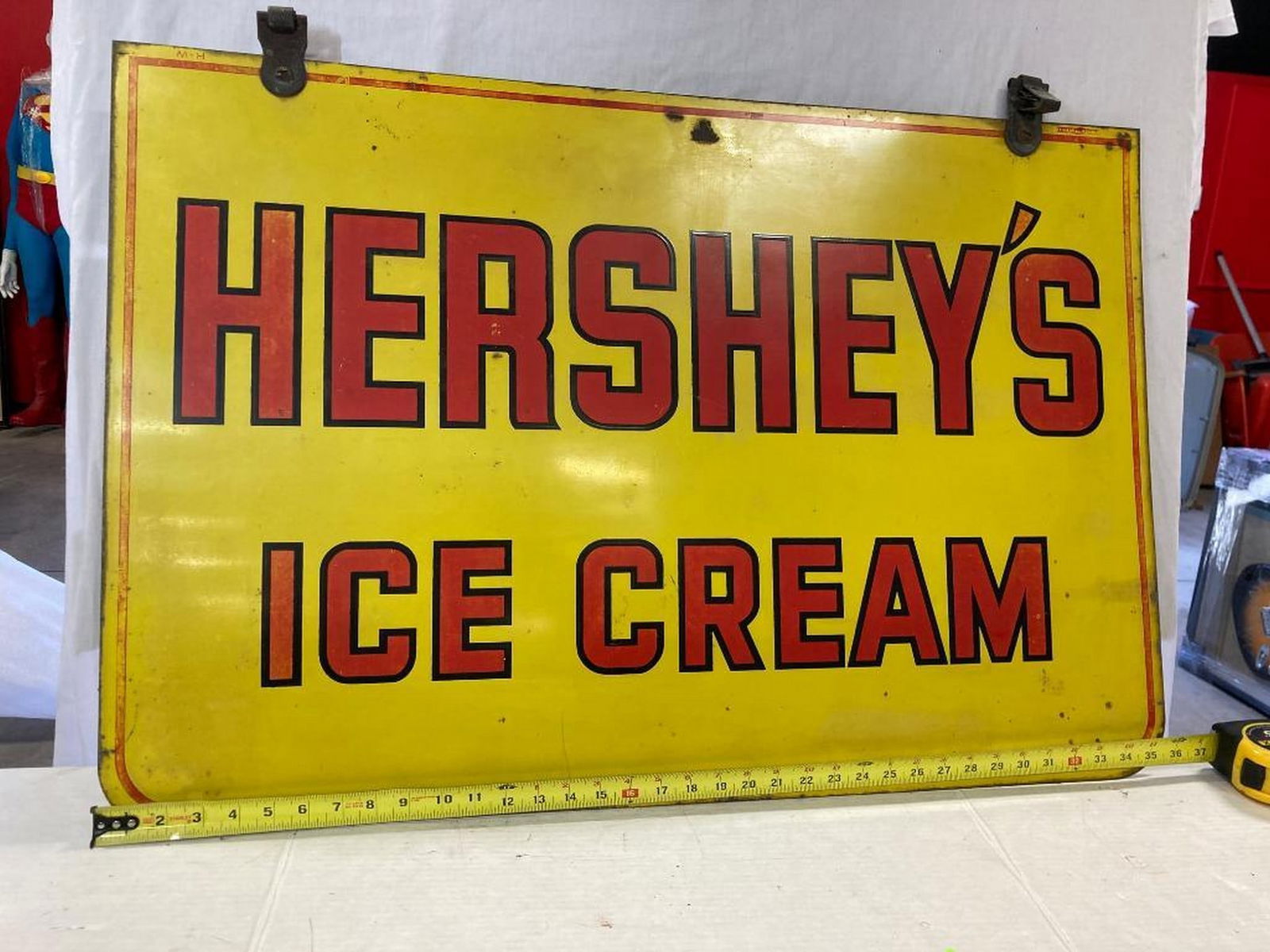 1920's "Hershey's Ice Cream" Double Sided Sign: Measures 35.5x24