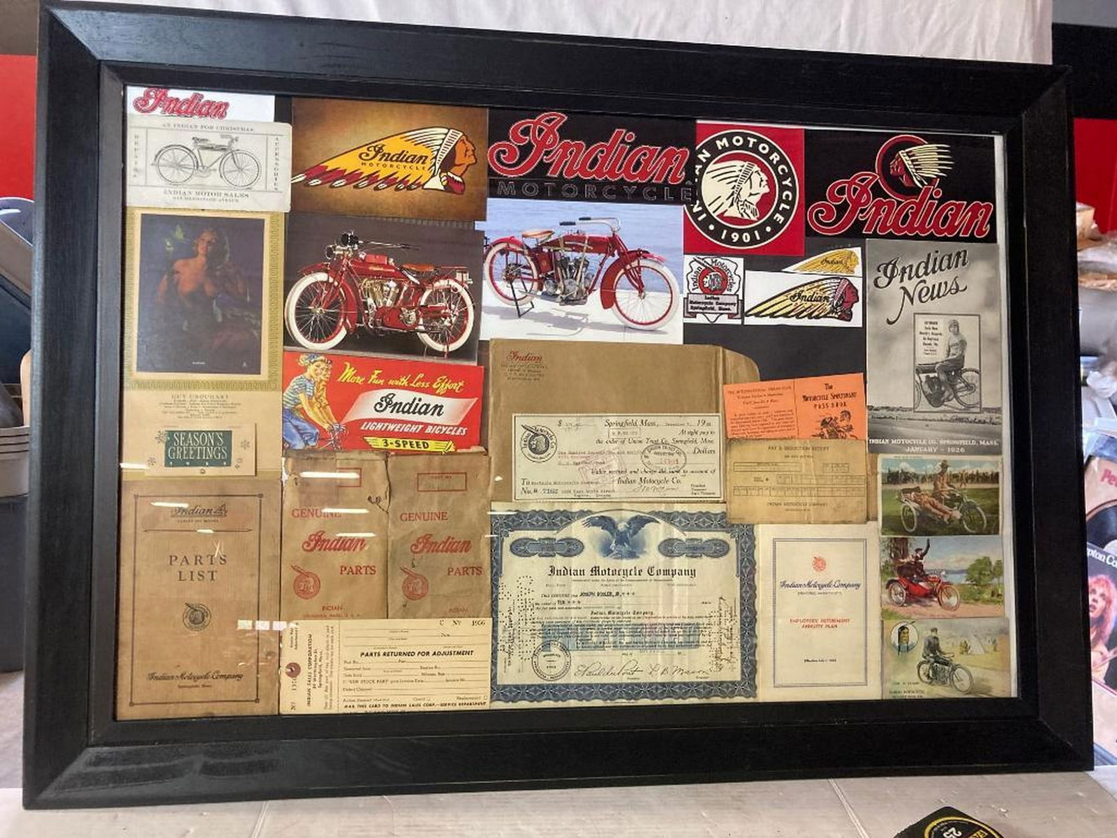 1910 "Indian Motorcycle vintage advertising paper framed: 1910 "Indian Motorcycle vintage advertising paper framed