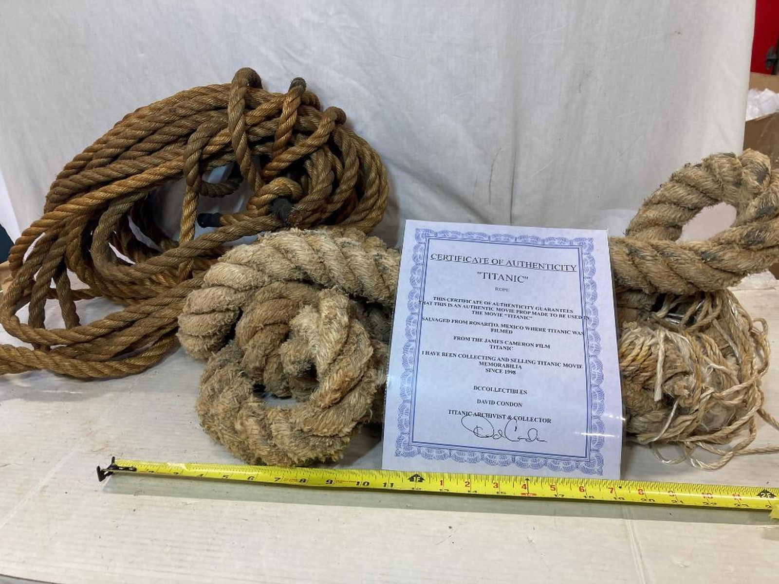 1997 "Titanic" 1 Ship Rope Movie Prop COA (1 of 2)