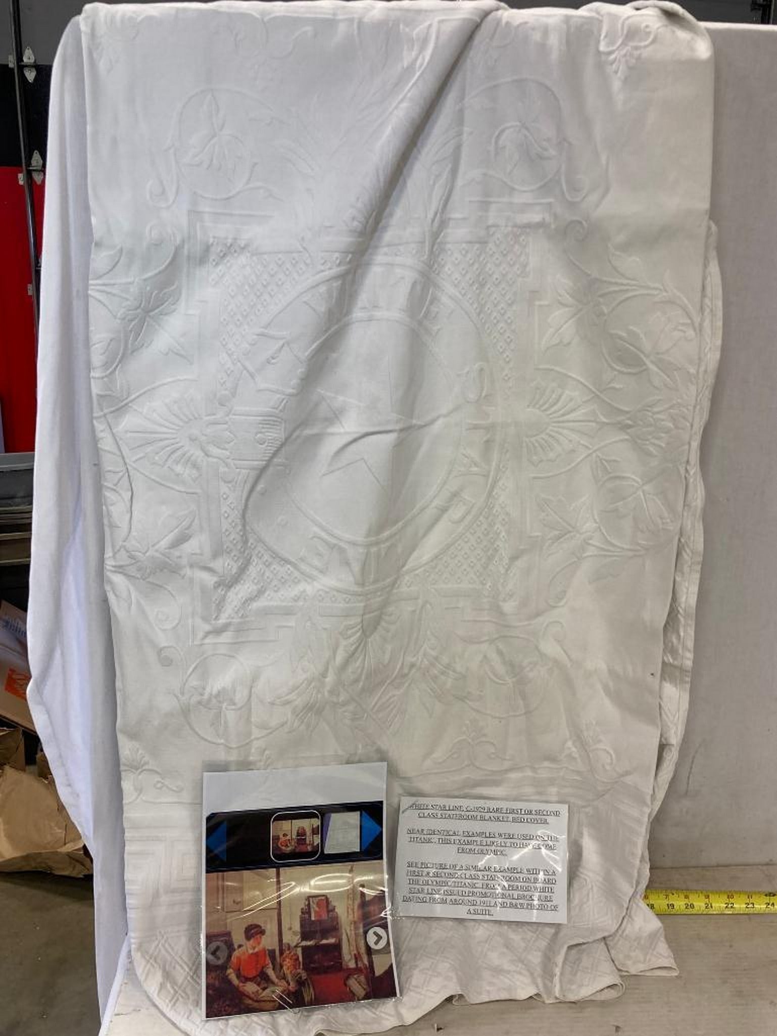 1912 "Titanic-Olympic White Star Line" 1st Class Deck Chair Blanket: 1912 "Titanic-Olympic White Star Line" 1st Class Deck Chair Blanket