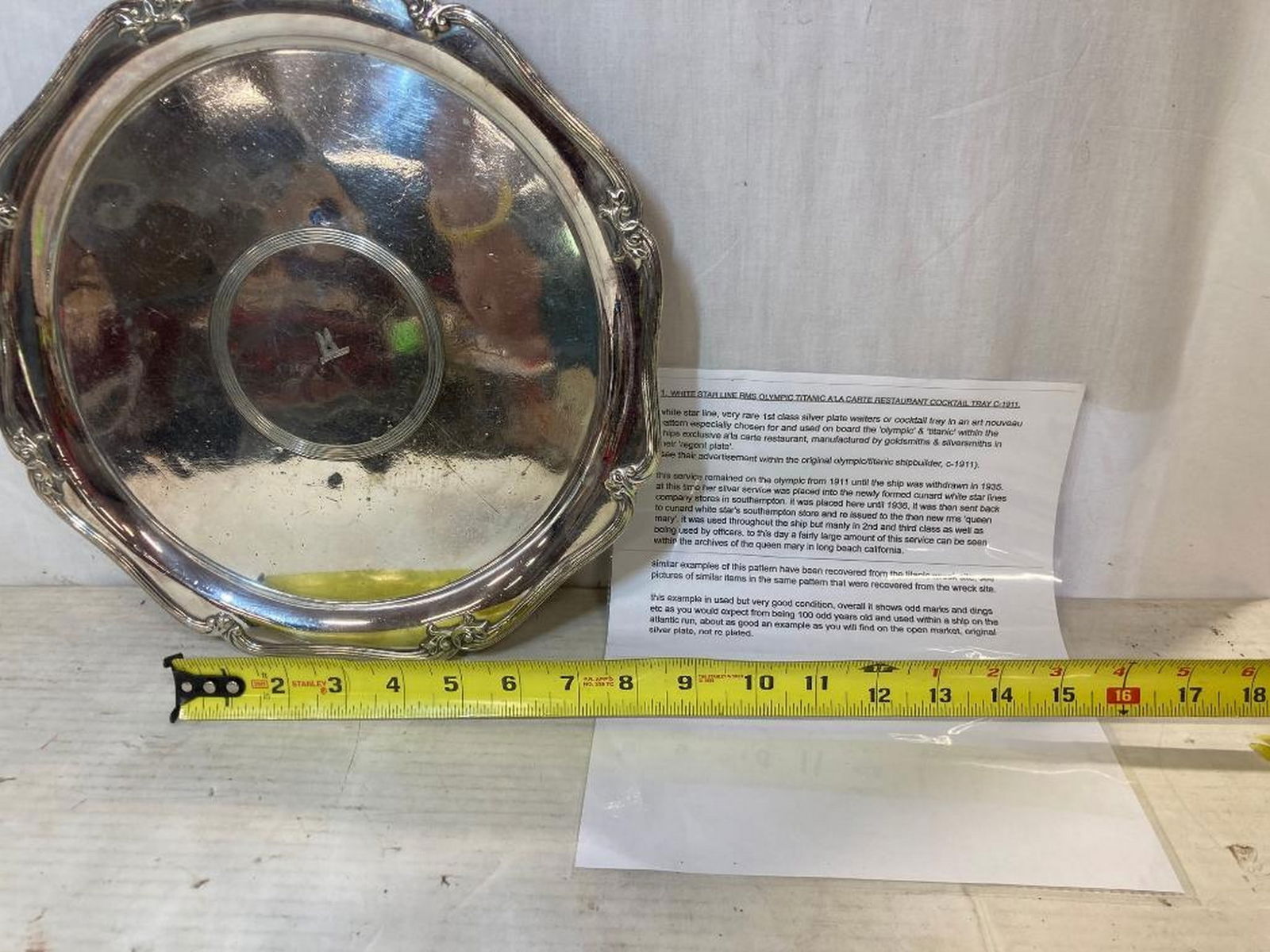 RMS Titanic White Star Line Silver Plated A'la Carte Tray (1 of 2)