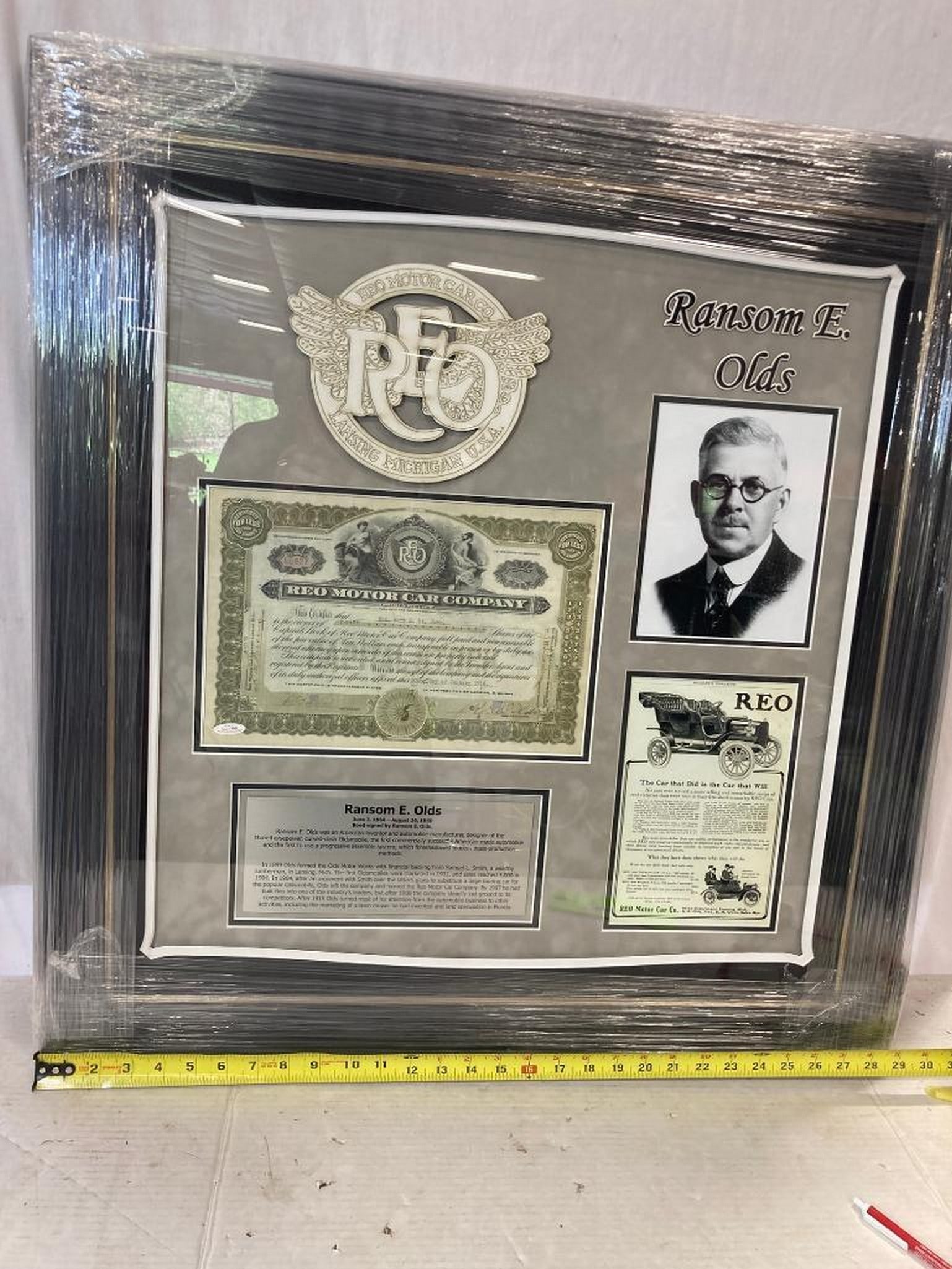 Ransom E. Olds "Oldsmobile" Signed Stock Certificate Photo Frame (1 of 3)