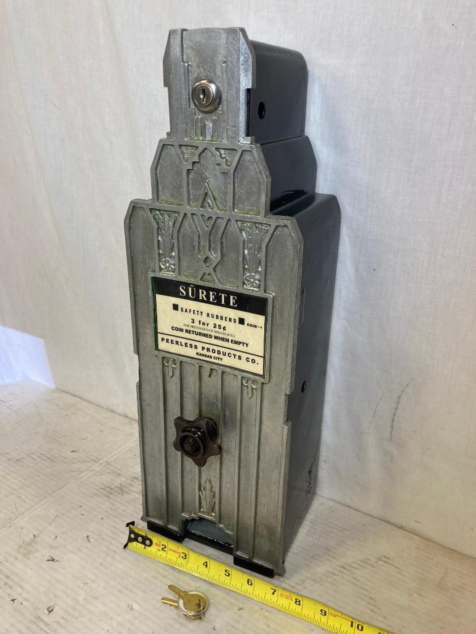 1920's "Surete Deco: Prophylactic Condom Vending Machine: 1920's "Surete Deco: Prophylactic Condom Vending Machine