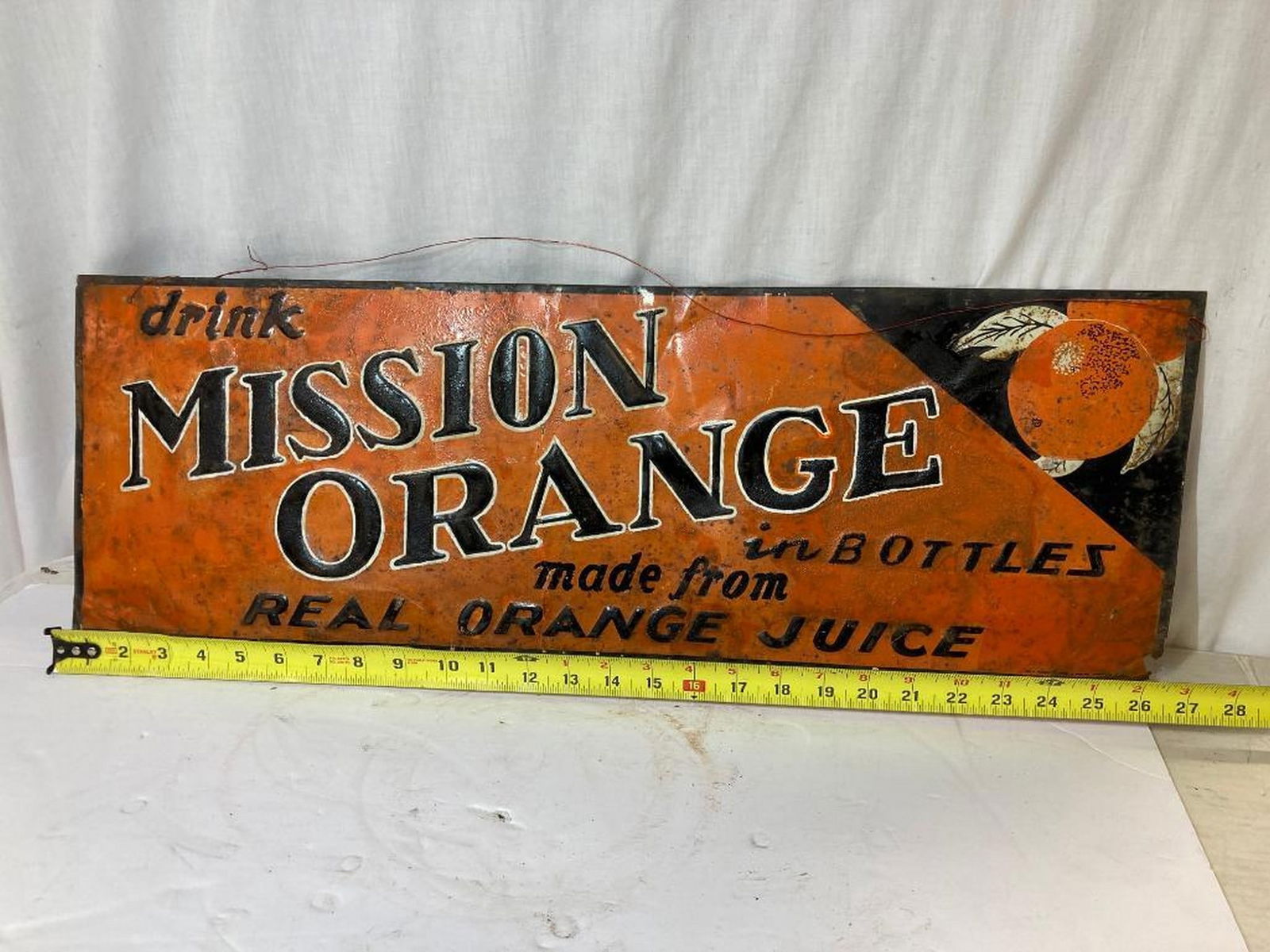 1920's "Mission Orange:Real Orange Juice" Metal Sign (1 of 3)