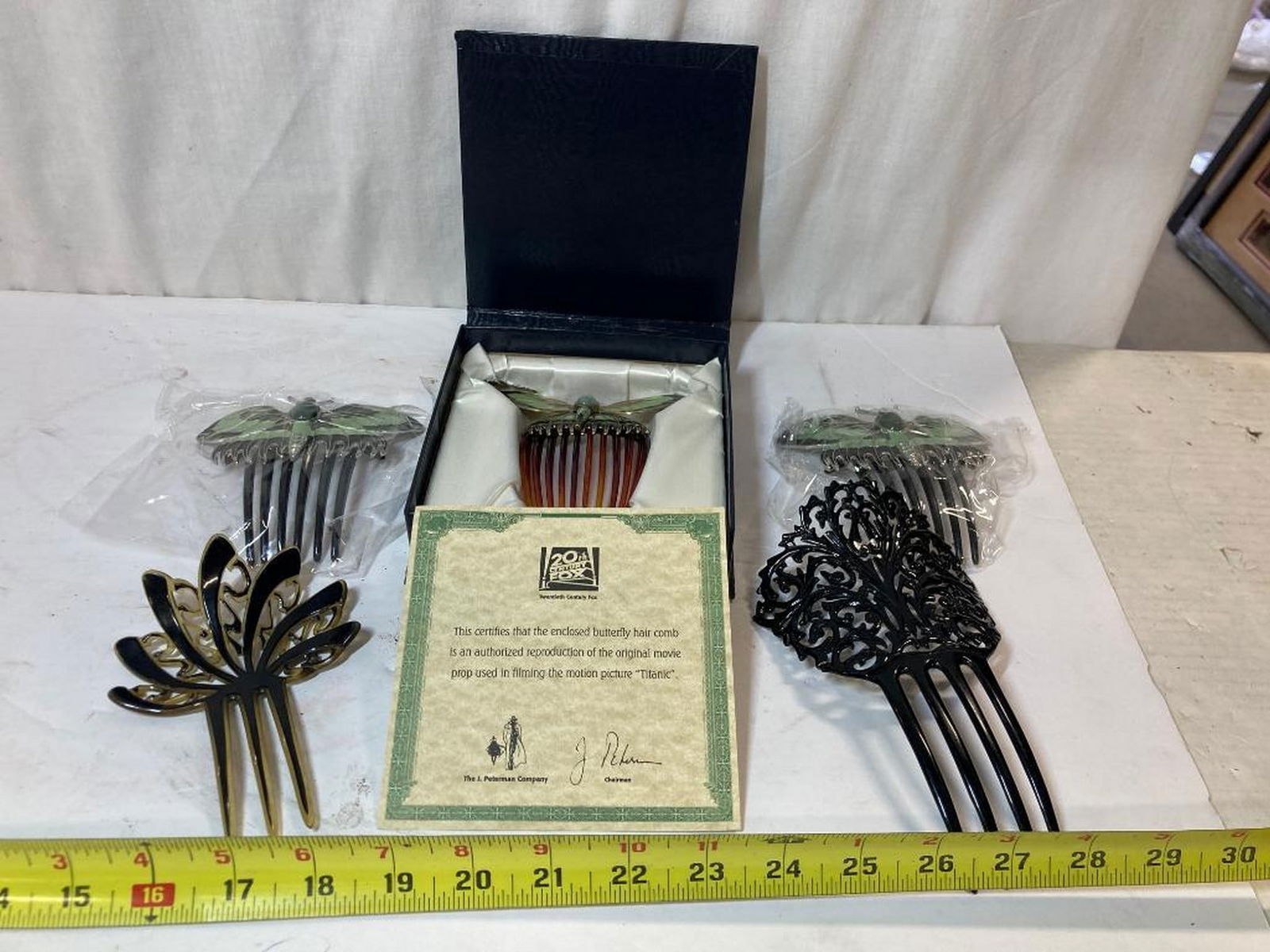 1997 "Titanic" Rose Butterfly Comb J.Peterman Replica COA + other hair combs (1 of 1)