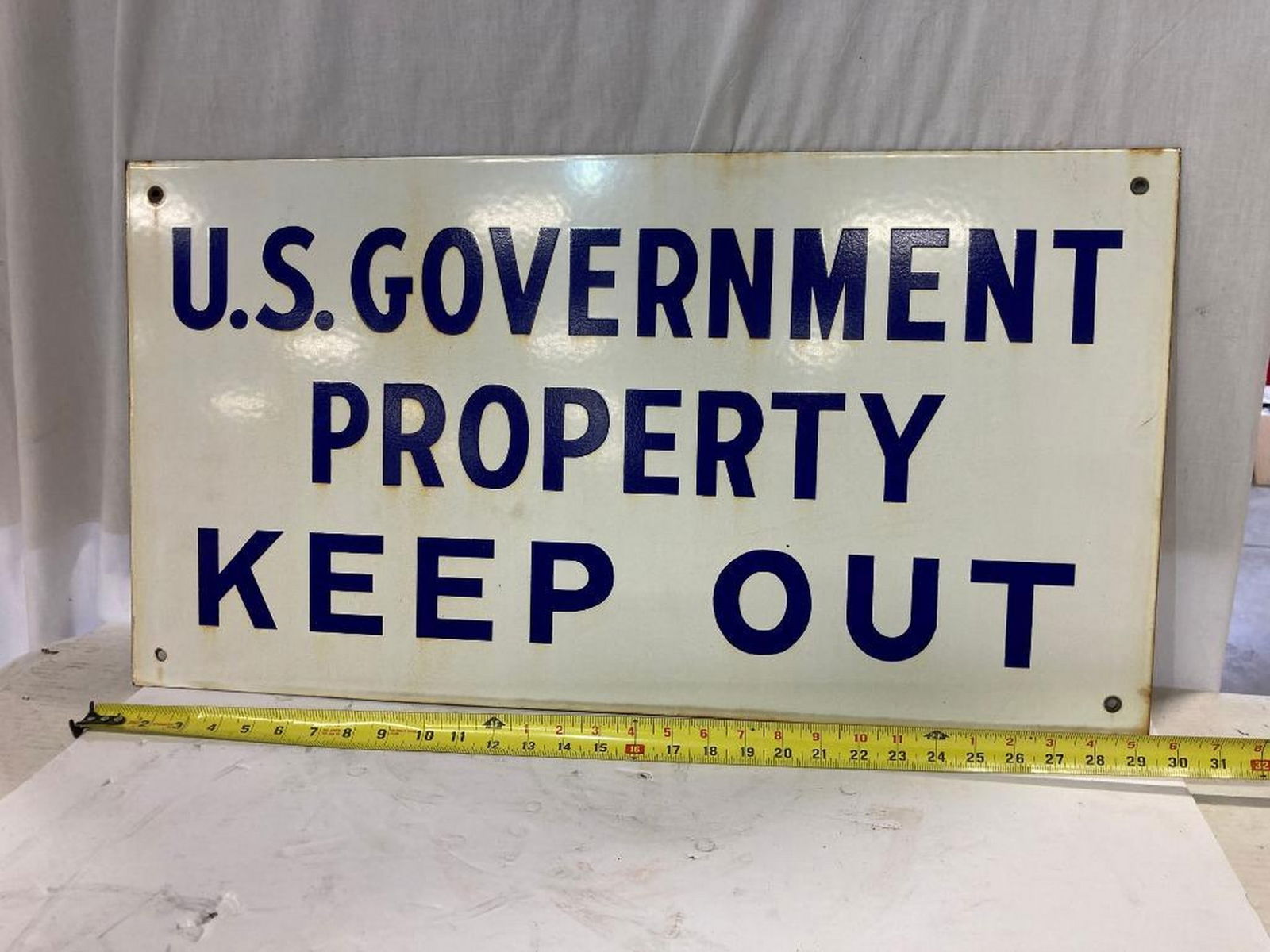 1920's-1940's "U.S. Government Property Keep Out" Porcelain Sign (1 of 3)