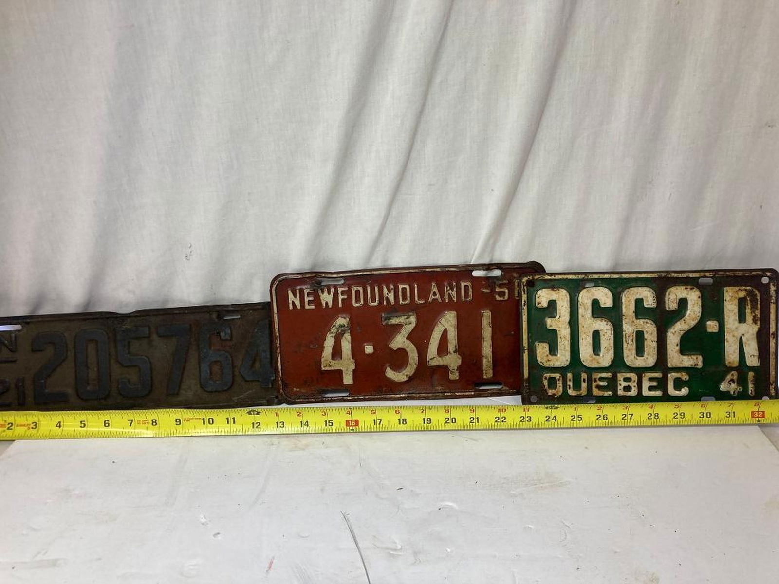 1921 Washington 205764, 1941 Quebec 3662-R, & 1956 Newfoundland 4-341 License Plates: 1921 Washington 205764, 1941 Quebec 3662-R, & 1956 Newfoundland 4-341 License Plates