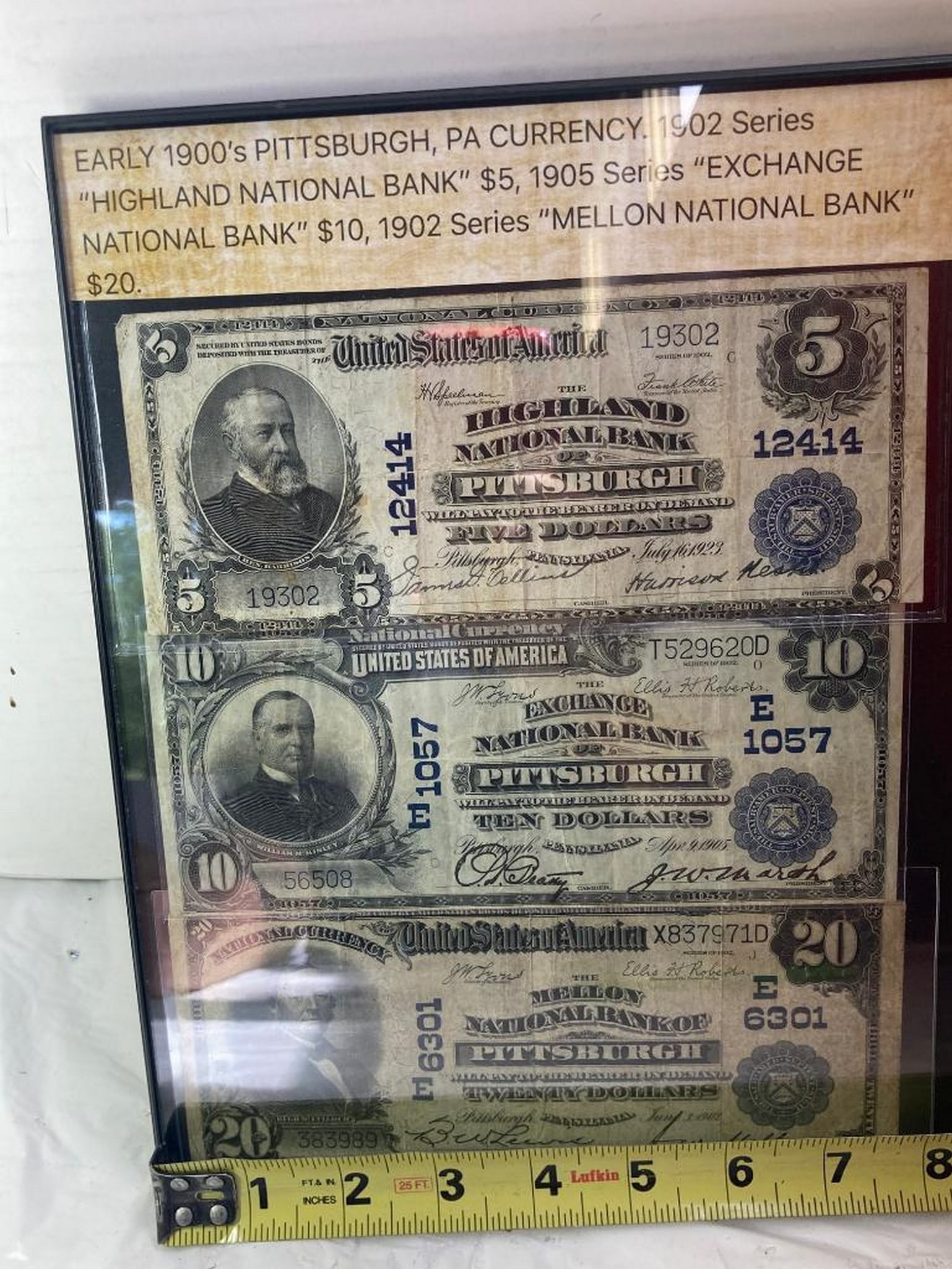1902 "20 Mellon National Bank, "10 Dollar Exchange, "5 Highland