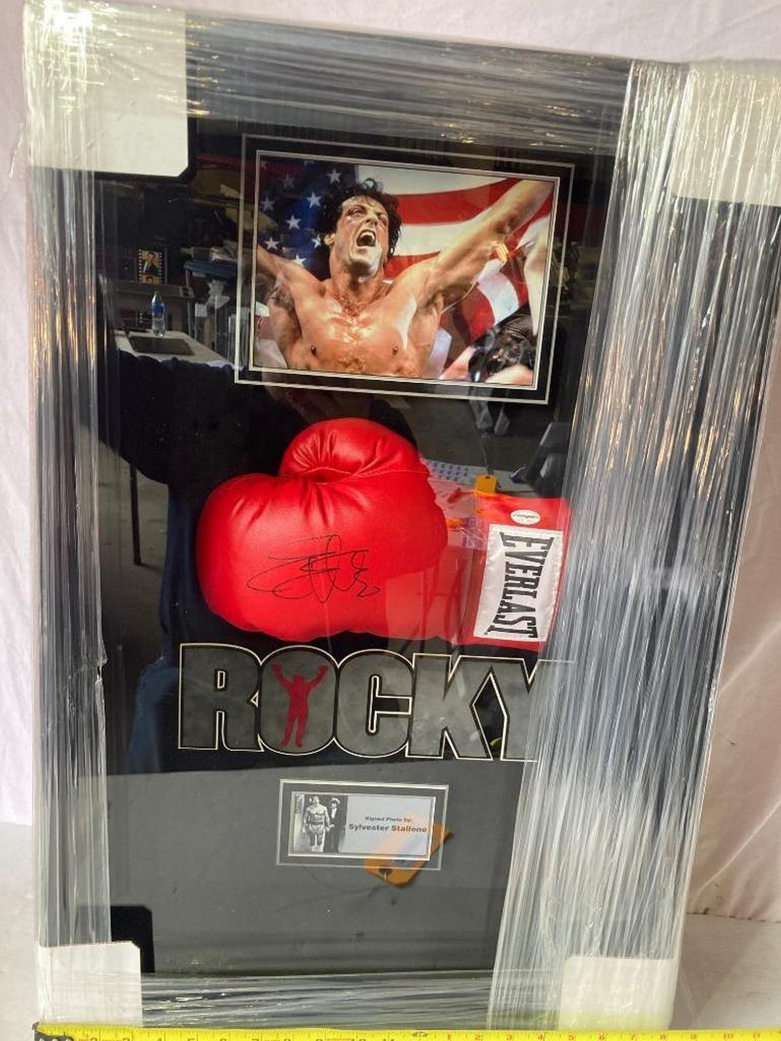 Rocky Signed Glove Photo Frame: Measures 30x23x8